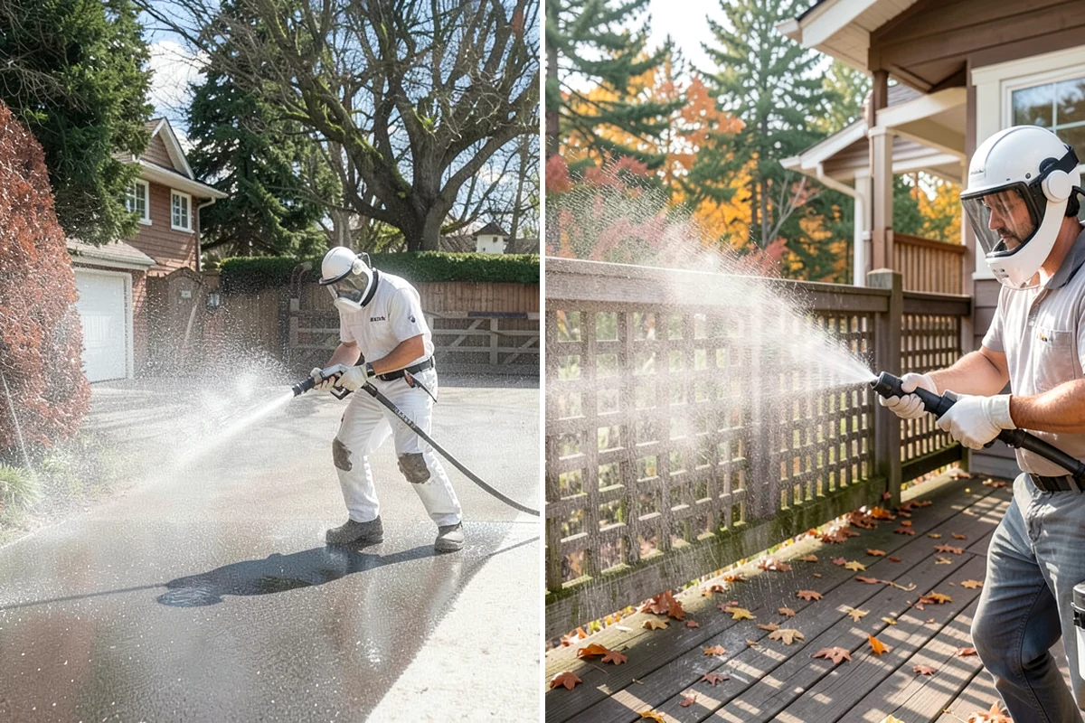 Dumpster Pad Cleaning in Lakewood, Pierce County, WA - Clear loose debris from the pad and enclosure