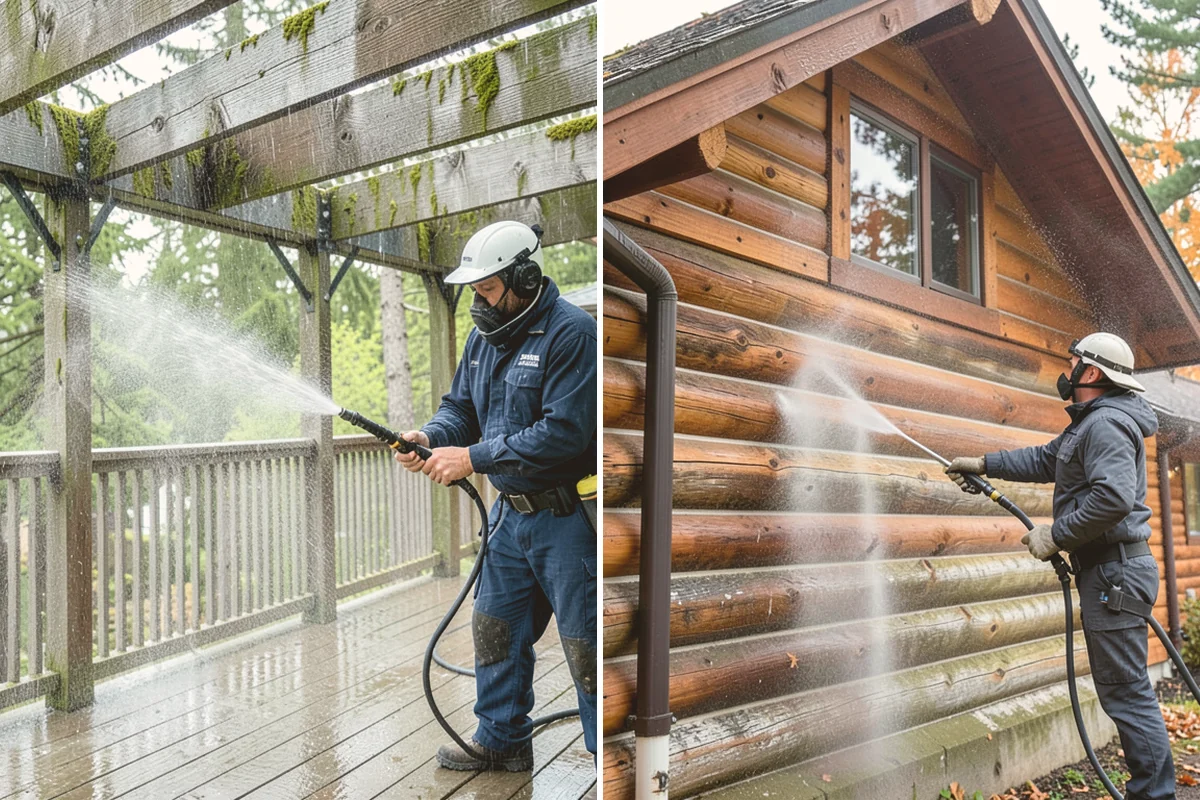 Dumpster Pad Cleaning in Langley, Island County, WA - Clear loose debris from the pad and enclosure