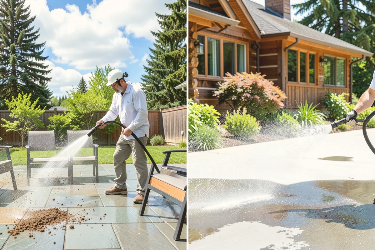 Dumpster Pad Cleaning in Lynnwood, Snohomish County, WA - Clear loose debris from the pad and enclosure