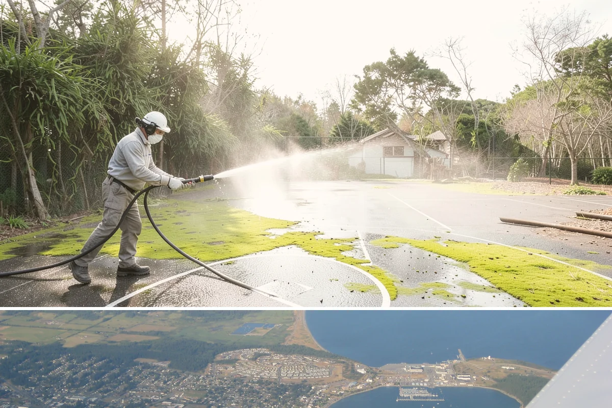 Dumpster Pad Cleaning in Oak Harbor, Island County, WA - Dumpster pads should be cleaned monthly year-round, since Washington's damp air keeps waste residue from drying and worsens odor.