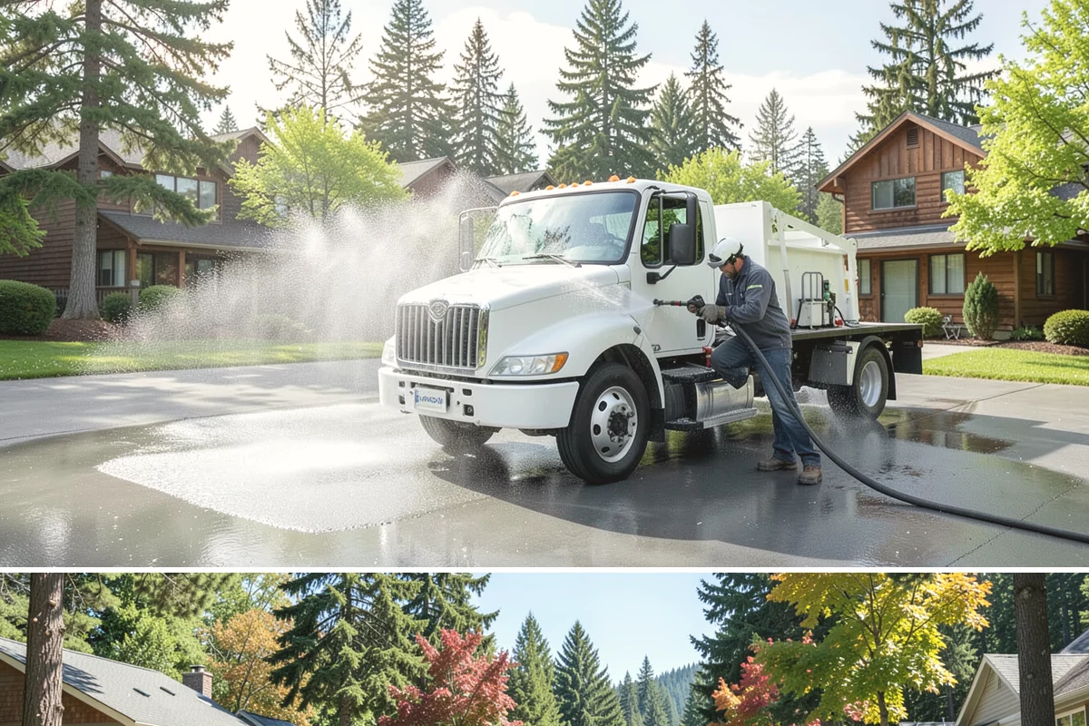 Dumpster Pad Cleaning in Orting, Pierce County, WA - Dumpster pads should be cleaned monthly year-round, since Washington's damp air keeps waste residue from drying and worsens odor.