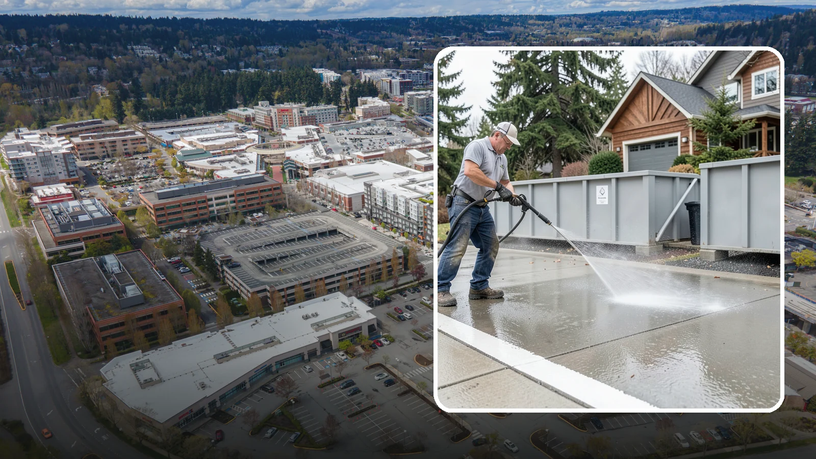 Dumpster Pad Cleaning in Redmond, King County, WA - We scrub and sanitize dumpster pads at Washington businesses to eliminate odor, grime, and pest-attracting residue.
