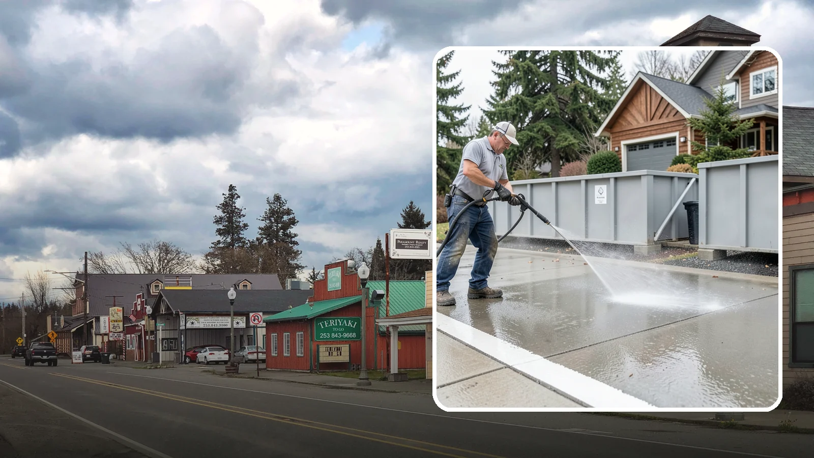 Dumpster Pad Cleaning in Roy, Pierce County, WA - We scrub and sanitize dumpster pads at Washington businesses to eliminate odor, grime, and pest-attracting residue.