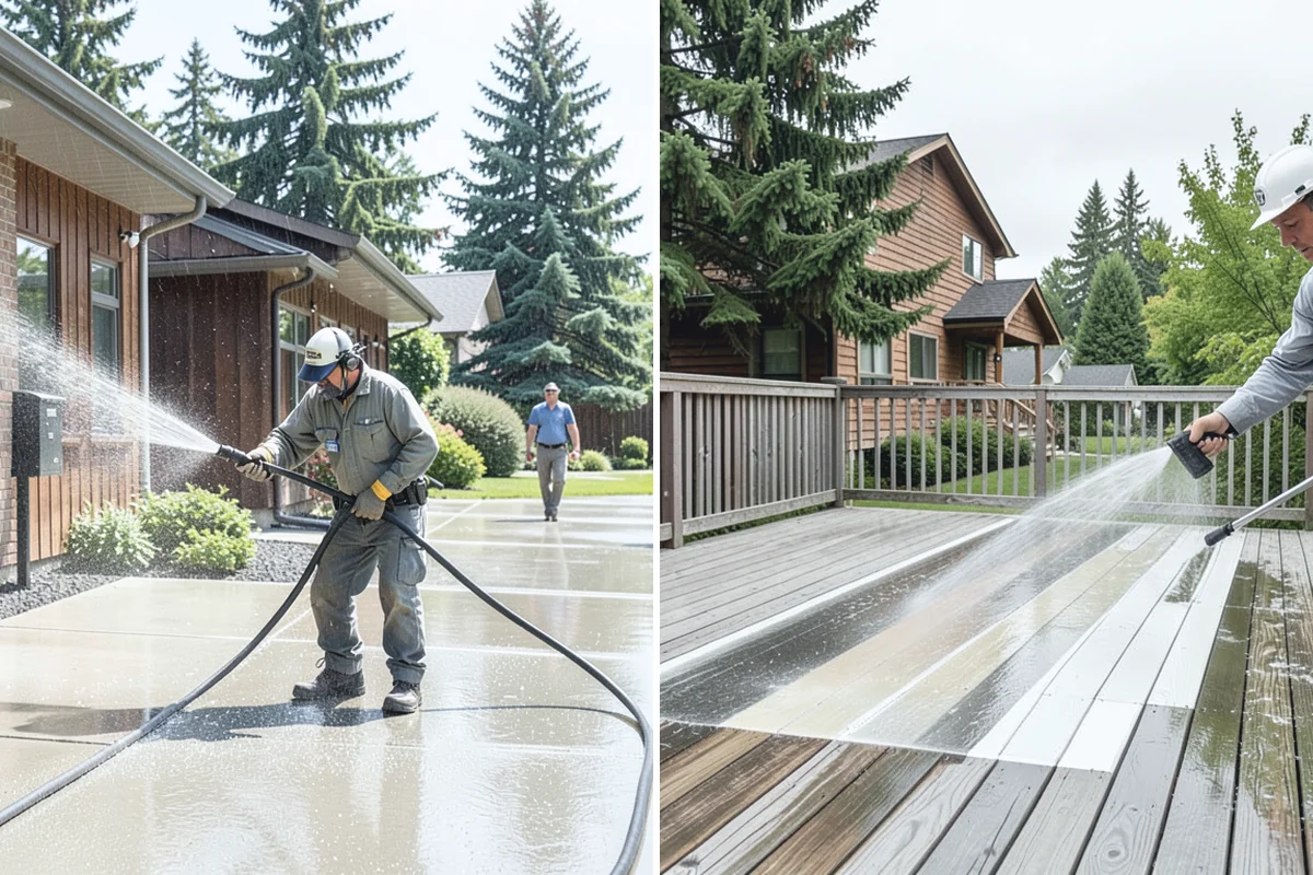 Dumpster Pad Cleaning in Roy, Pierce County, WA - Clear loose debris from the pad and enclosure