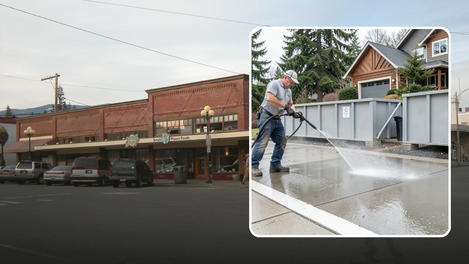 Dumpster Pad Cleaning in Sedro-Woolley, Skagit County, WA - We scrub and sanitize dumpster pads at Washington businesses to eliminate odor, grime, and pest-attracting residue.
