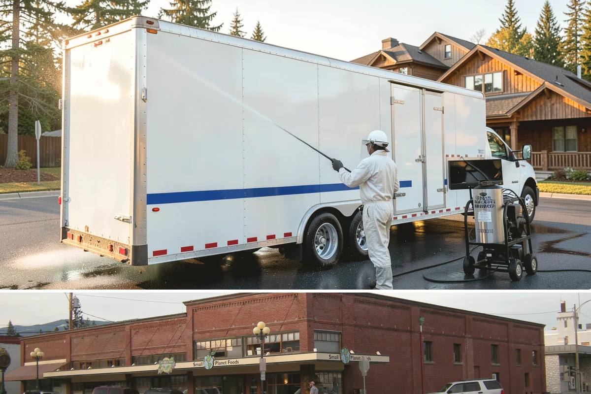 Dumpster Pad Cleaning in Sedro-Woolley, Skagit County, WA - Dumpster pads should be cleaned monthly year-round, since Washington's damp air keeps waste residue from drying and worsens odor.