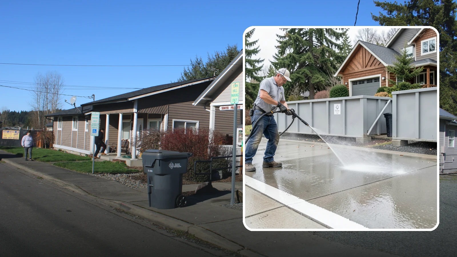 Dumpster Pad Cleaning in South Prairie, Pierce County, WA - We scrub and sanitize dumpster pads at Washington businesses to eliminate odor, grime, and pest-attracting residue.