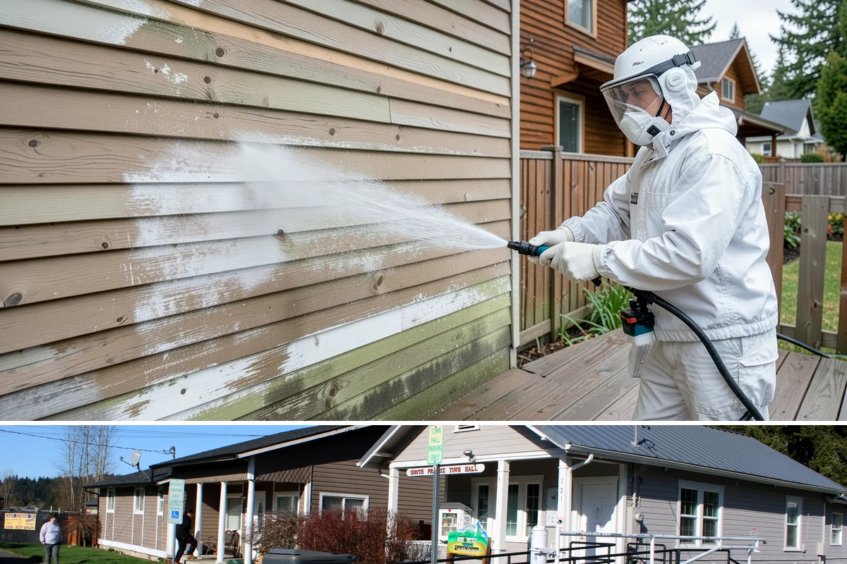 Dumpster Pad Cleaning in South Prairie, Pierce County, WA - Dumpster pads should be cleaned monthly year-round, since Washington's damp air keeps waste residue from drying and worsens odor.