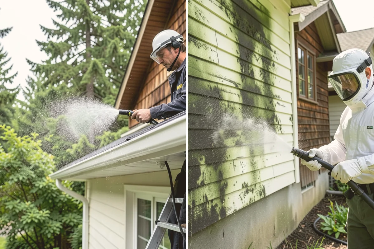 Dumpster Pad Cleaning in Stanwood, Snohomish County, WA - Clear loose debris from the pad and enclosure
