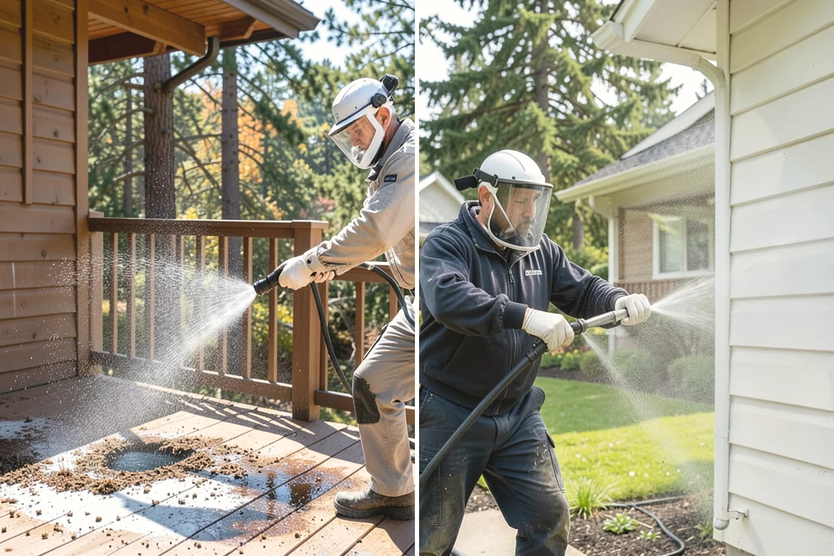Dumpster Pad Cleaning in Tukwila, King County, WA - Clear loose debris from the pad and enclosure