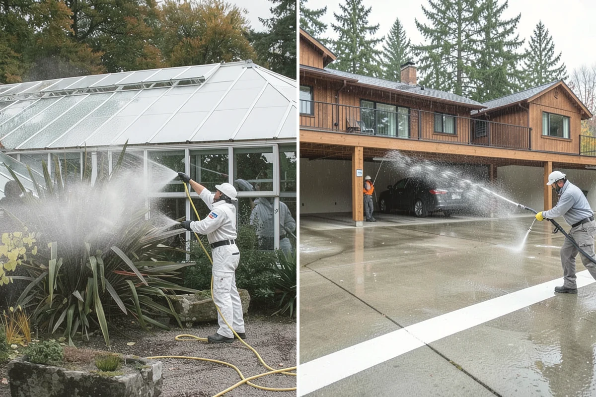 Dumpster Pad Cleaning in University Place, Pierce County, WA - Clear loose debris from the pad and enclosure