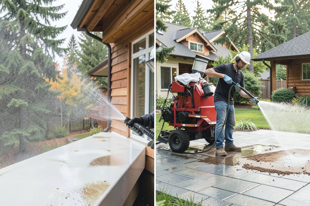 Dumpster Pad Cleaning in Wilkeson, Pierce County, WA - Clear loose debris from the pad and enclosure