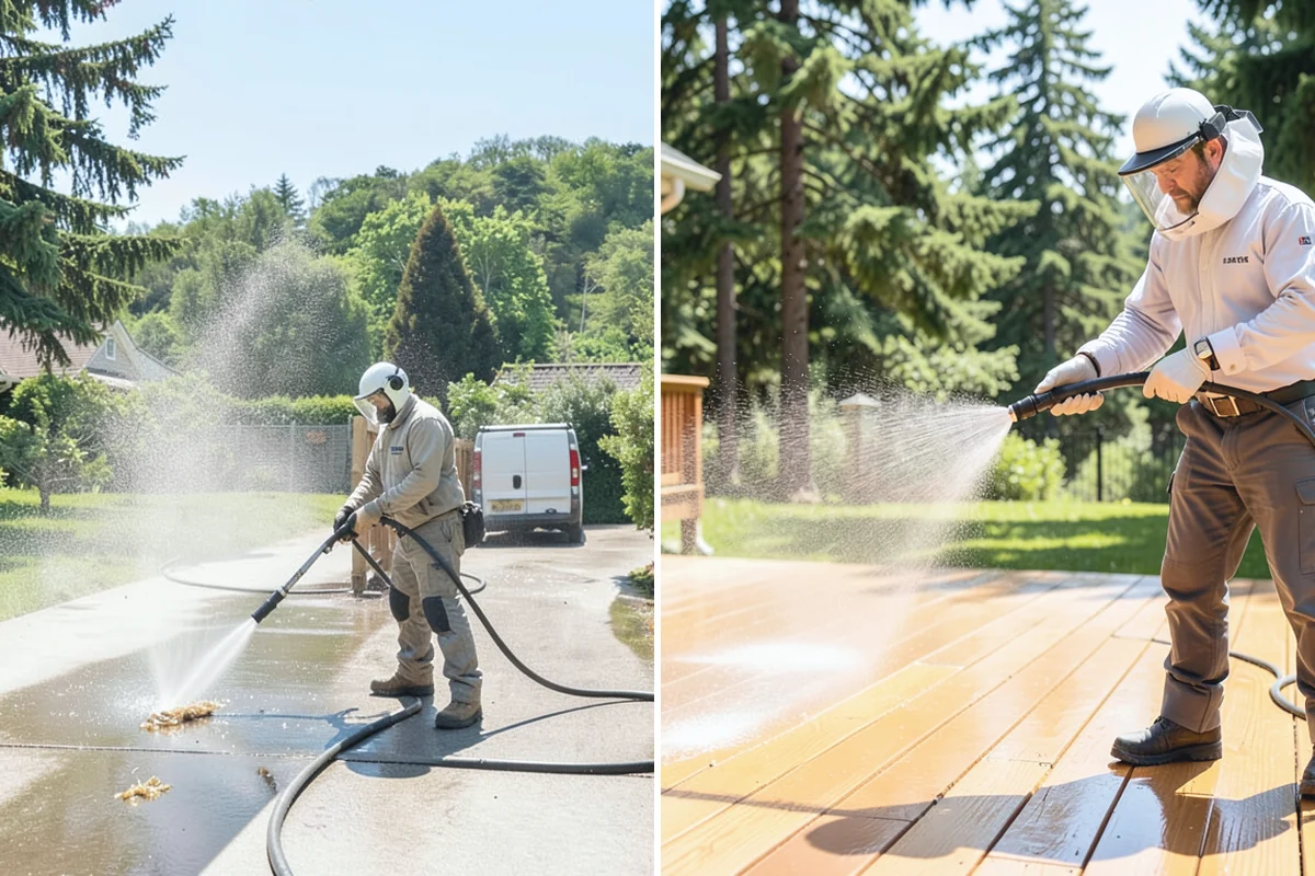 Dumpster Pad Cleaning in Woodinville, King County, WA - Clear loose debris from the pad and enclosure