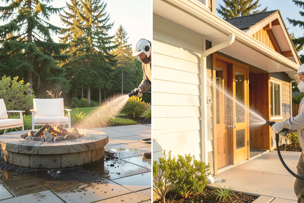 Efflorescence Removal in Algona, King County, WA - Dry-brush loose surface crystals from the masonry