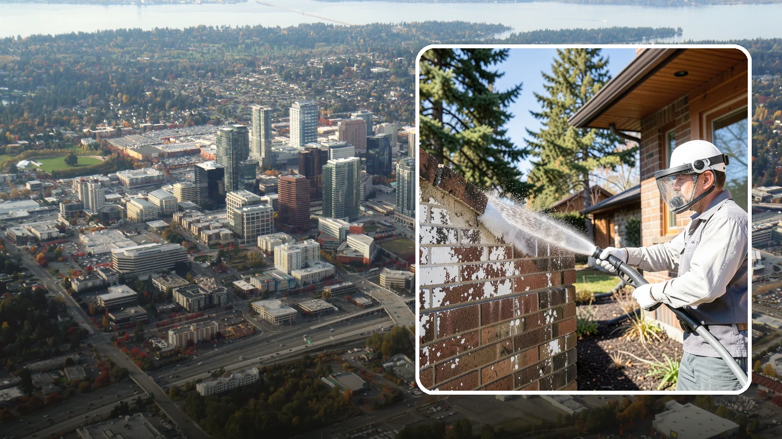 Efflorescence Removal in Bellevue, King County, WA - Dissolve and remove the white efflorescence crystals that Washington's wet climate pushes to the surface of masonry.
