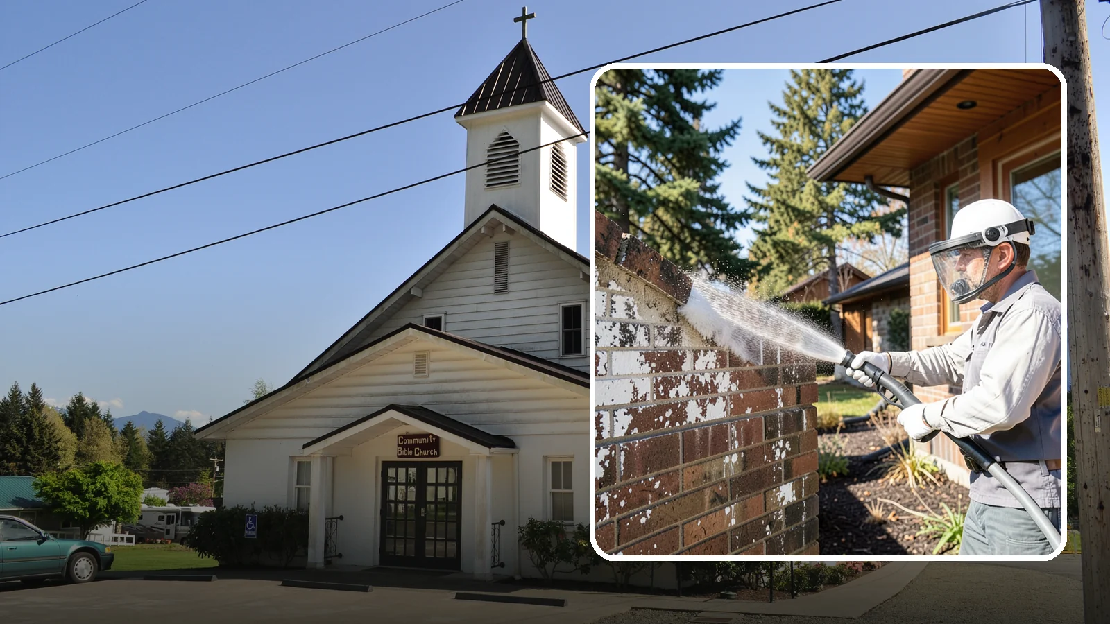 Efflorescence Removal in Concrete, Skagit County, WA - Dissolve and remove the white efflorescence crystals that Washington's wet climate pushes to the surface of masonry.
