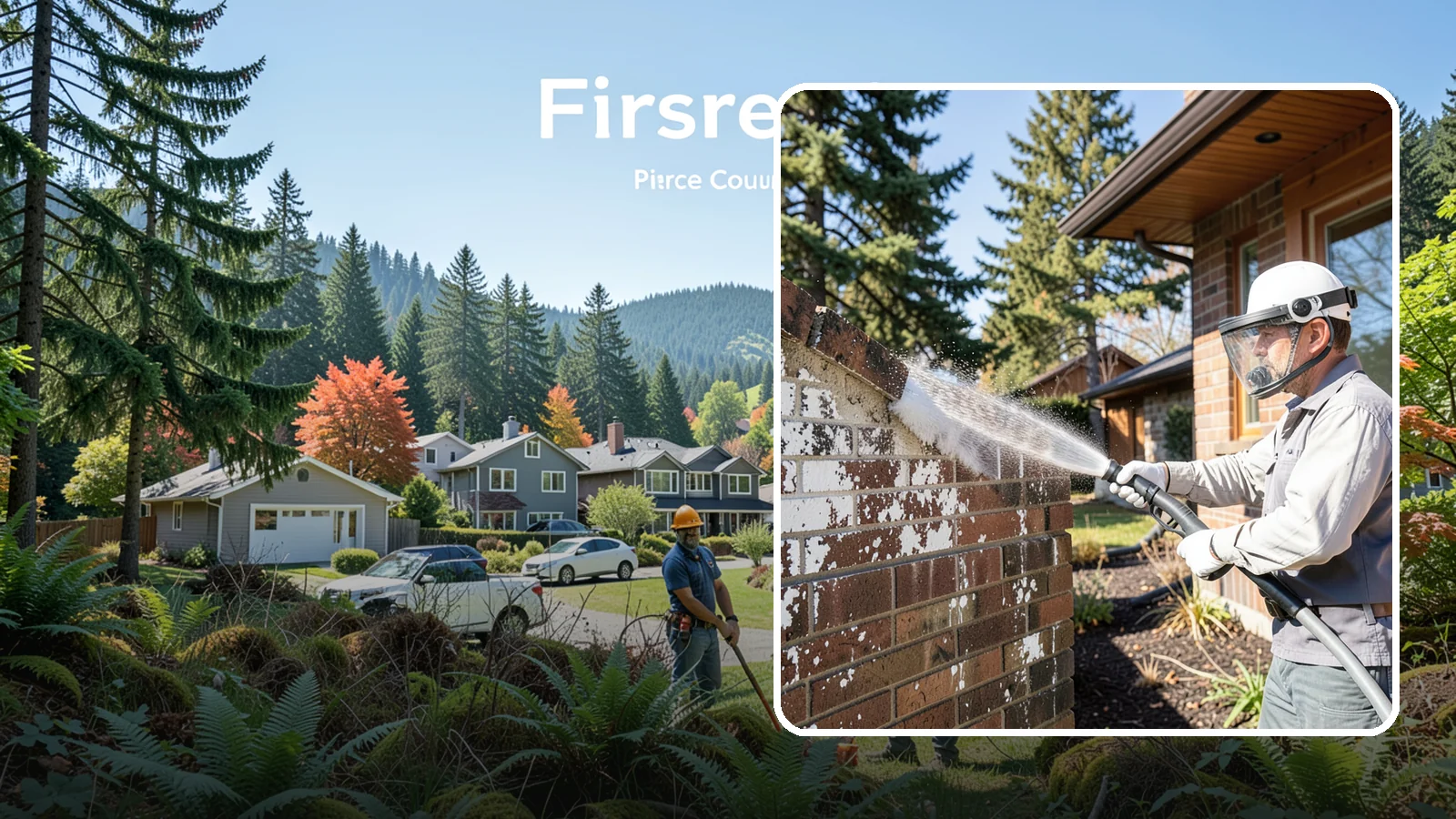 Efflorescence Removal in Fircrest, Pierce County, WA - Dissolve and remove the white efflorescence crystals that Washington's wet climate pushes to the surface of masonry.