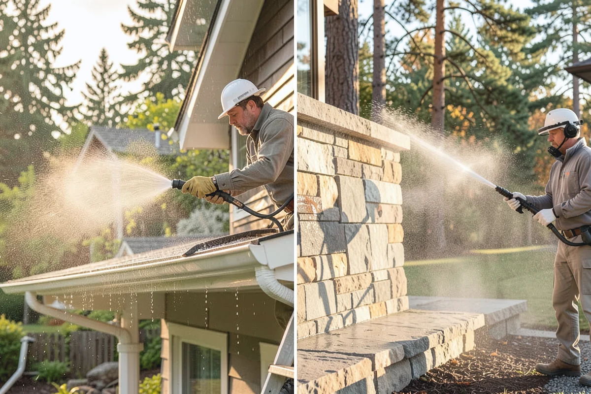Efflorescence Removal in Gold Bar, Snohomish County, WA - Dry-brush loose surface crystals from the masonry