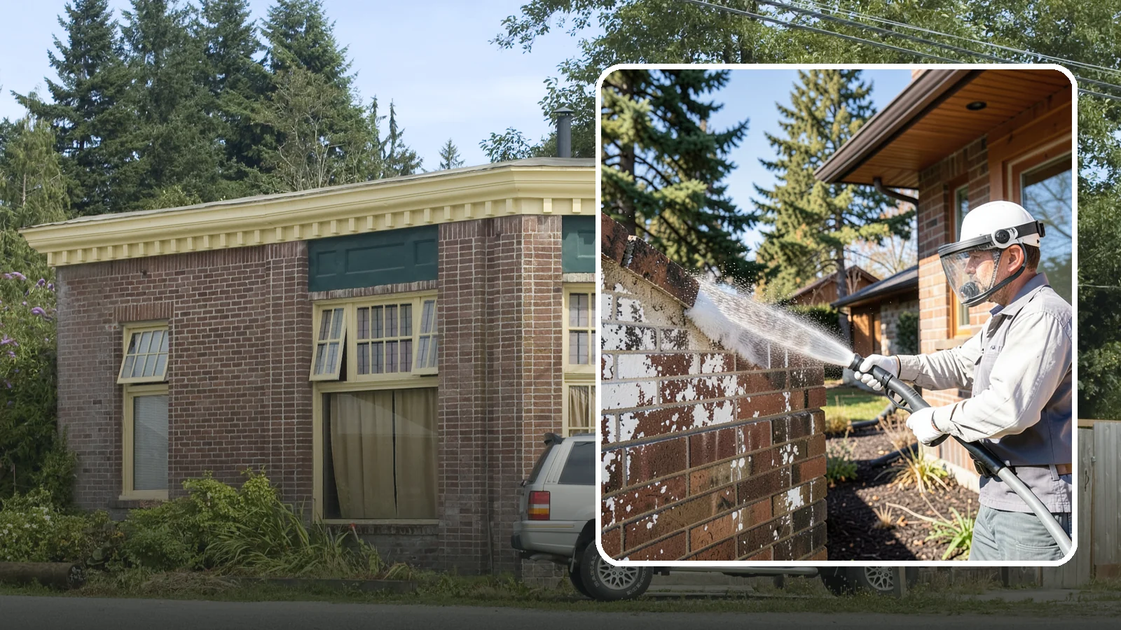 Efflorescence Removal in Hamilton, Skagit County, WA - Dissolve and remove the white efflorescence crystals that Washington's wet climate pushes to the surface of masonry.