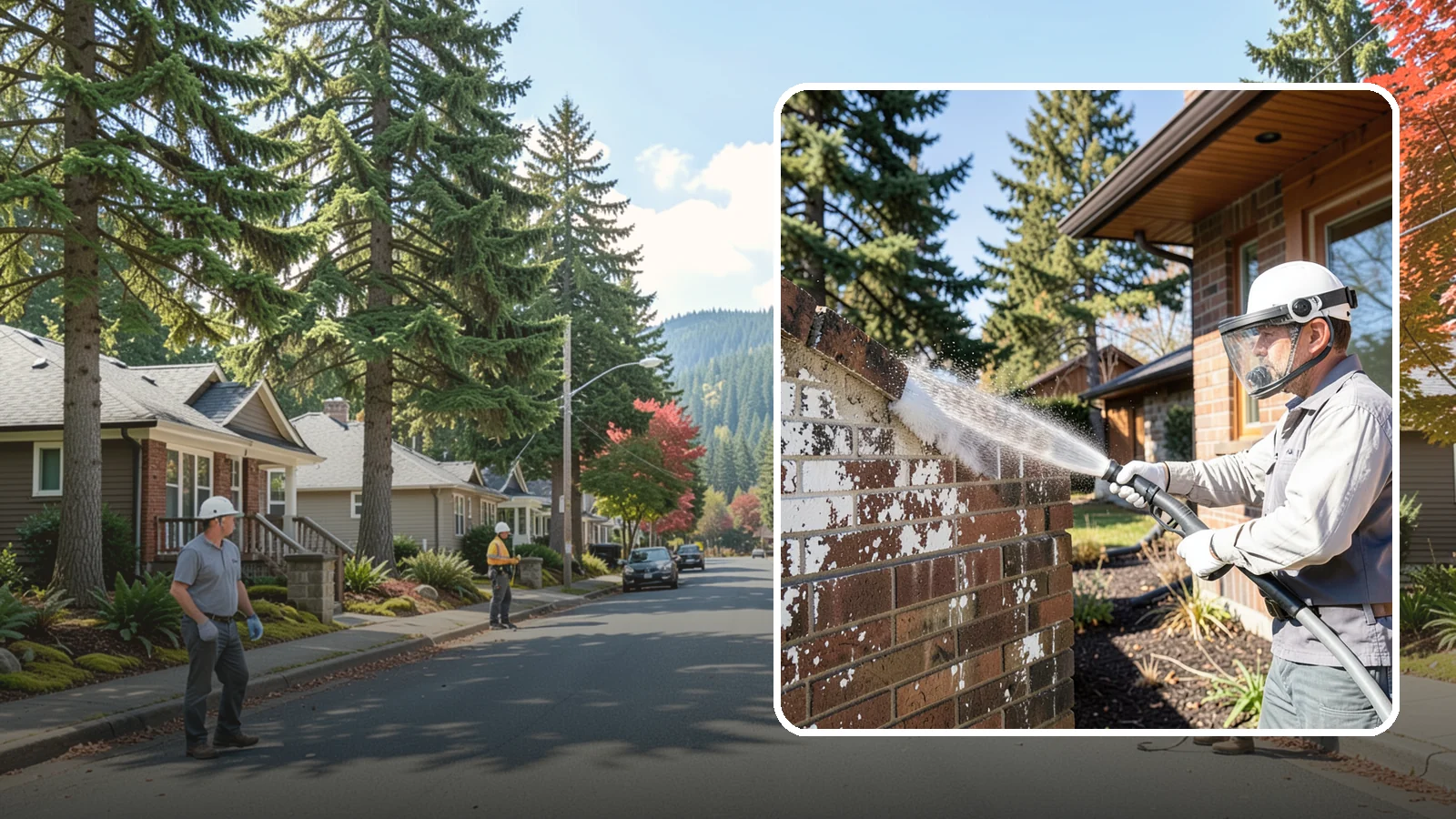 Efflorescence Removal in Hunts Point, King County, WA - Dissolve and remove the white efflorescence crystals that Washington's wet climate pushes to the surface of masonry.