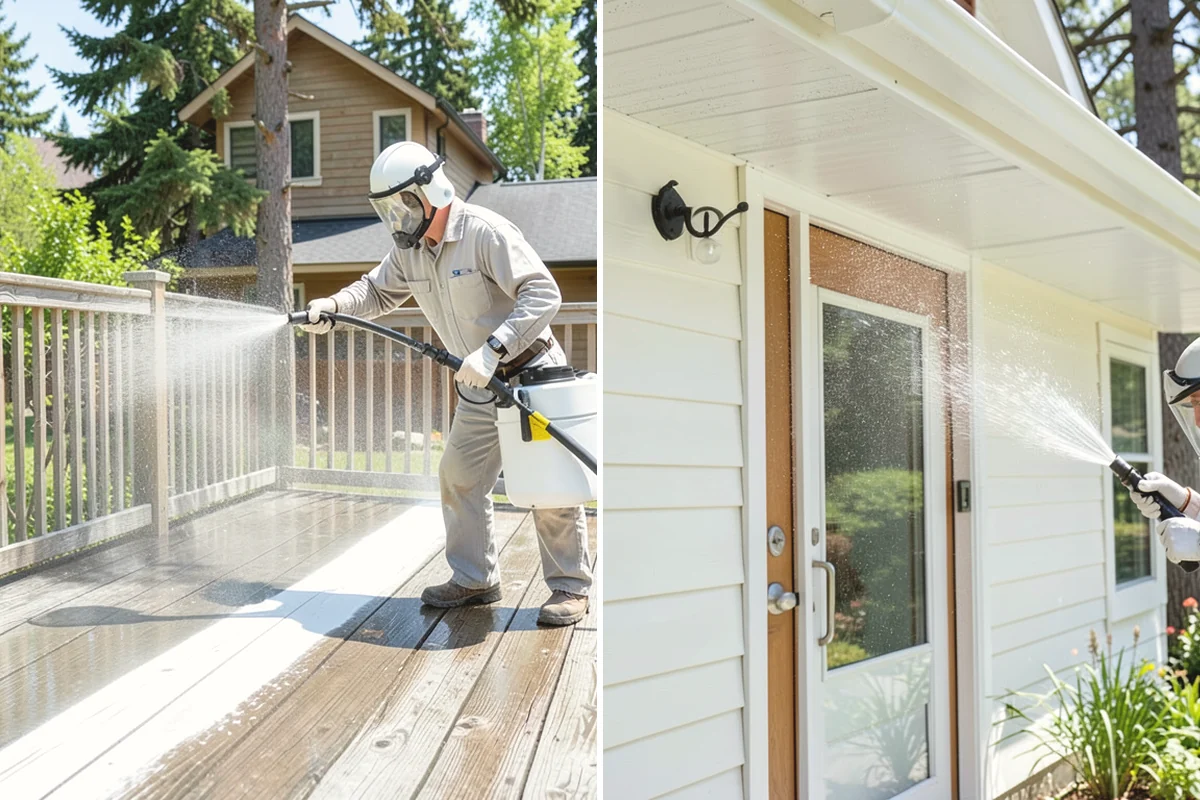 Efflorescence Removal in Issaquah, King County, WA - Dry-brush loose surface crystals from the masonry