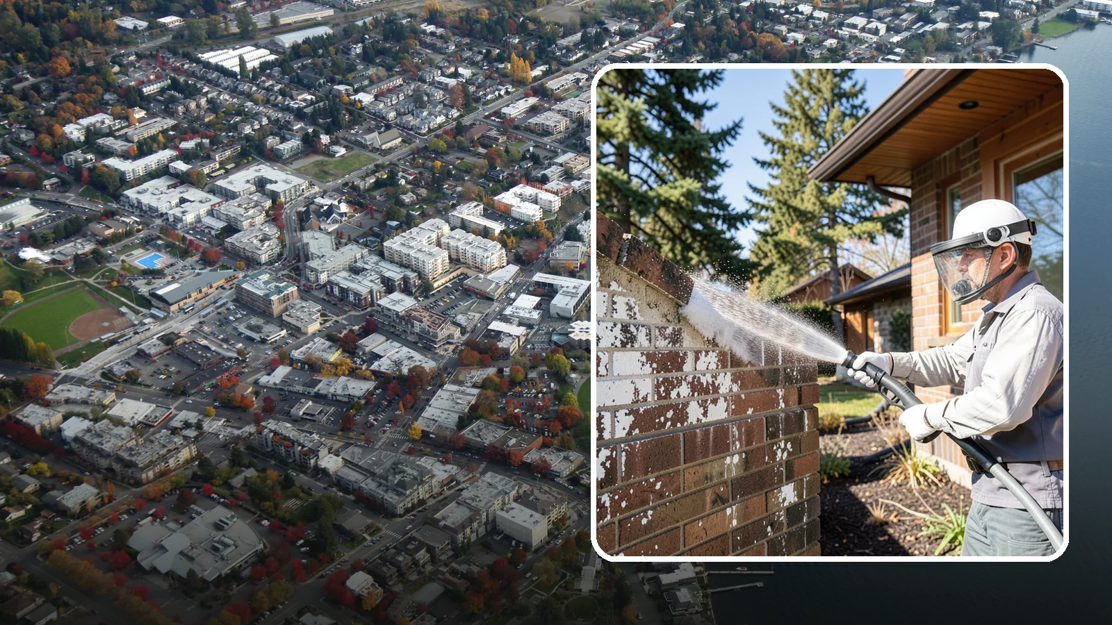 Efflorescence Removal in Kirkland, King County, WA - Dissolve and remove the white efflorescence crystals that Washington's wet climate pushes to the surface of masonry.