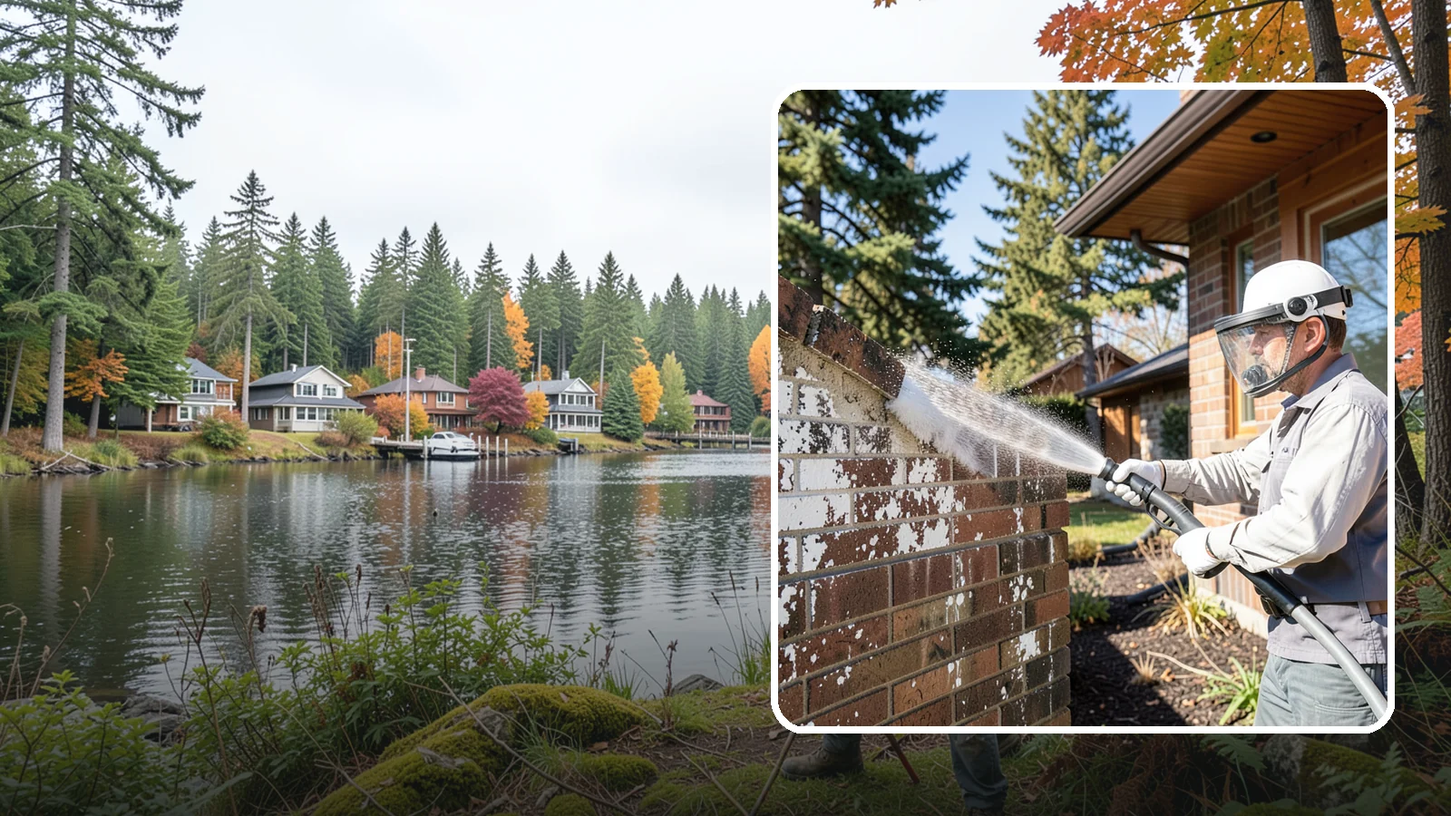 Efflorescence Removal in La Conner, Skagit County, WA - Dissolve and remove the white efflorescence crystals that Washington's wet climate pushes to the surface of masonry.