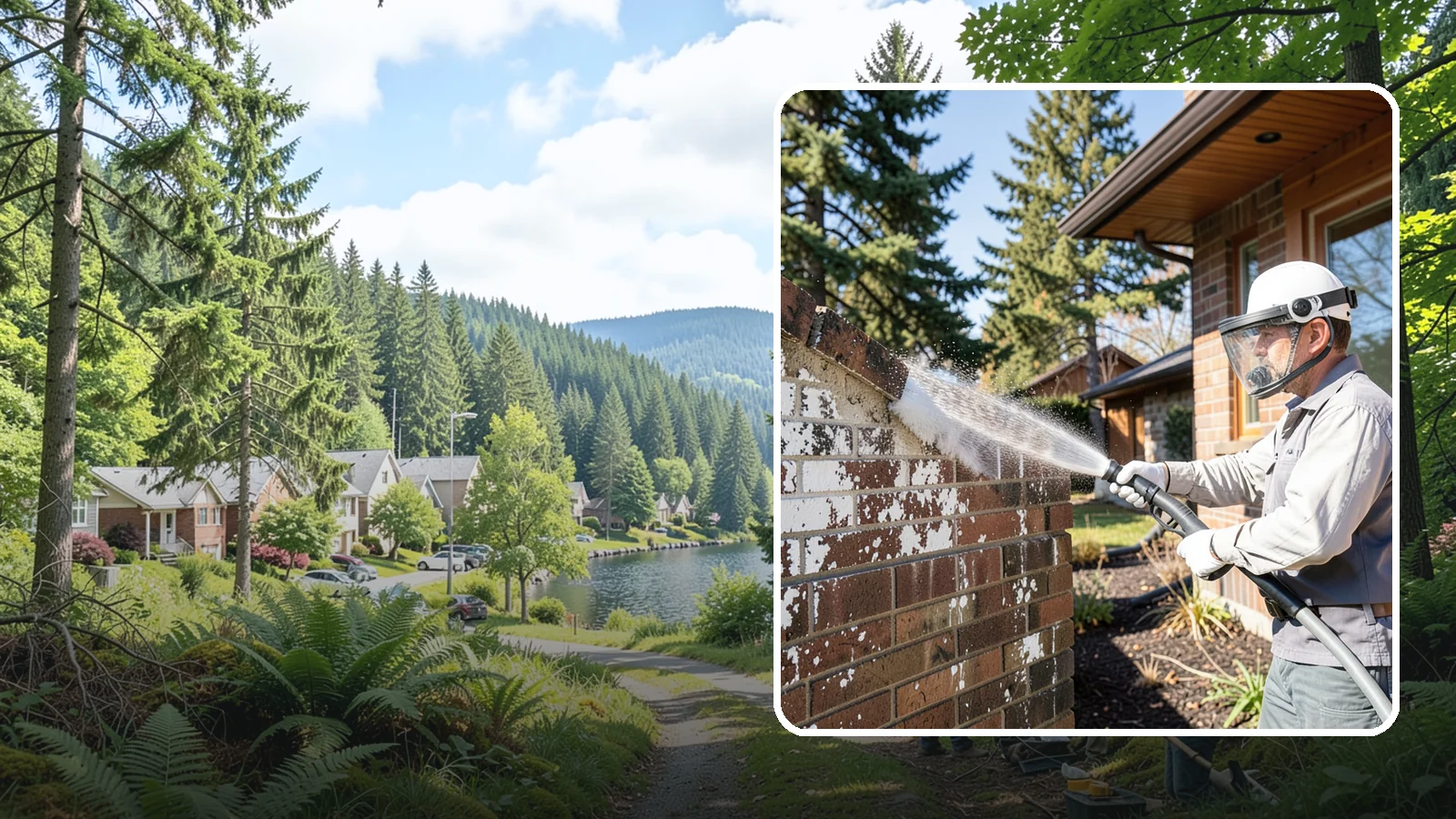 Efflorescence Removal in Lake Forest Park, King County, WA - Dissolve and remove the white efflorescence crystals that Washington's wet climate pushes to the surface of masonry.