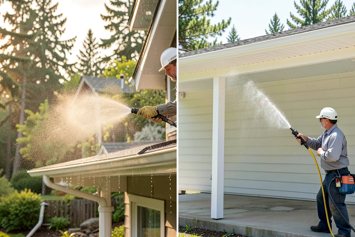 Efflorescence Removal in Lake Forest Park, King County, WA - Dry-brush loose surface crystals from the masonry
