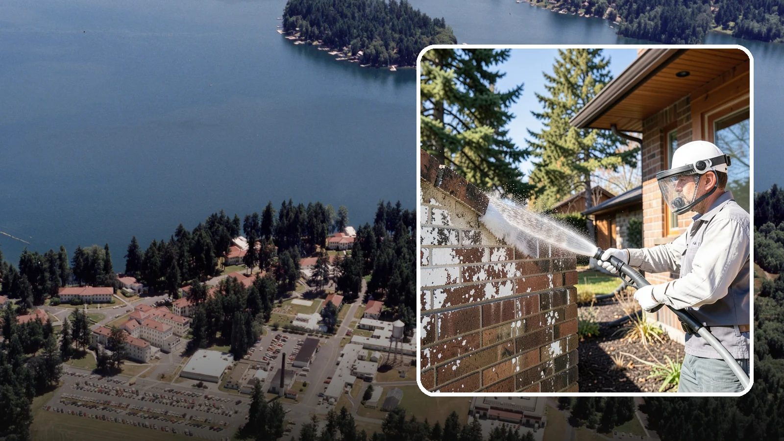 Efflorescence Removal in Lakewood, Pierce County, WA - Dissolve and remove the white efflorescence crystals that Washington's wet climate pushes to the surface of masonry.