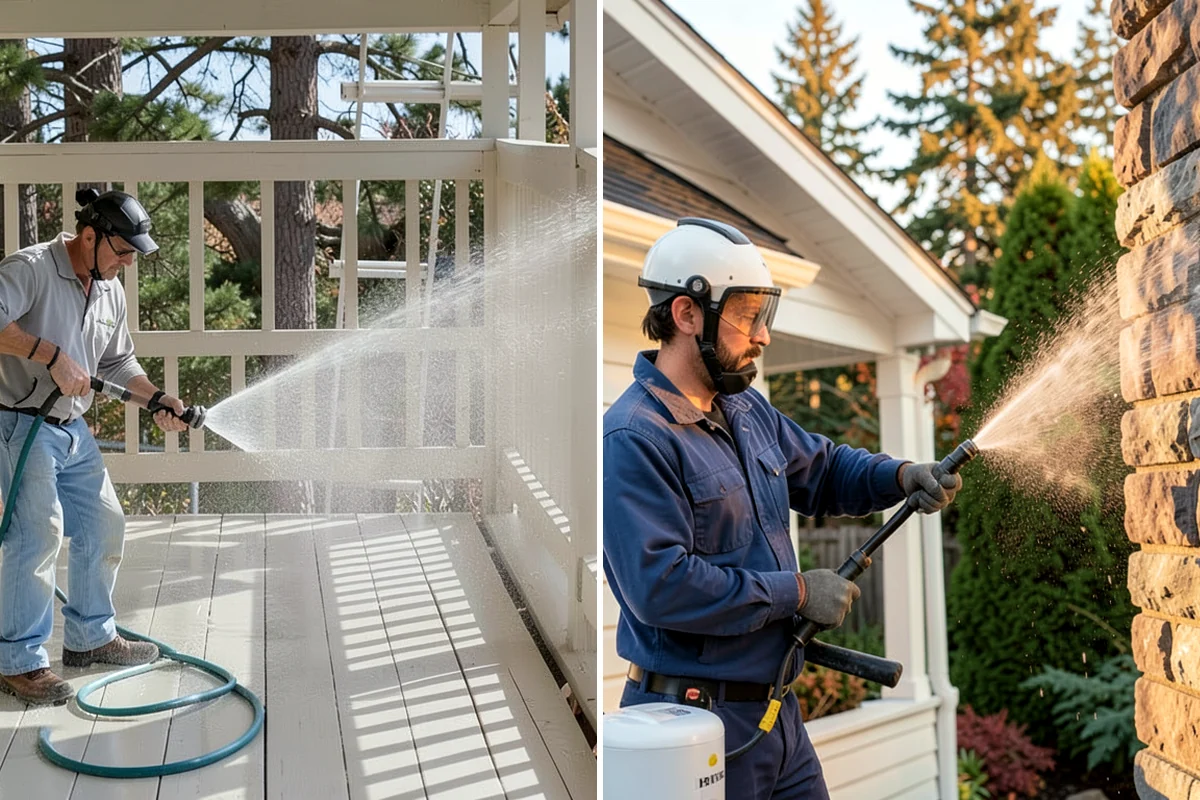 Efflorescence Removal in Lyman, Skagit County, WA - Dry-brush loose surface crystals from the masonry