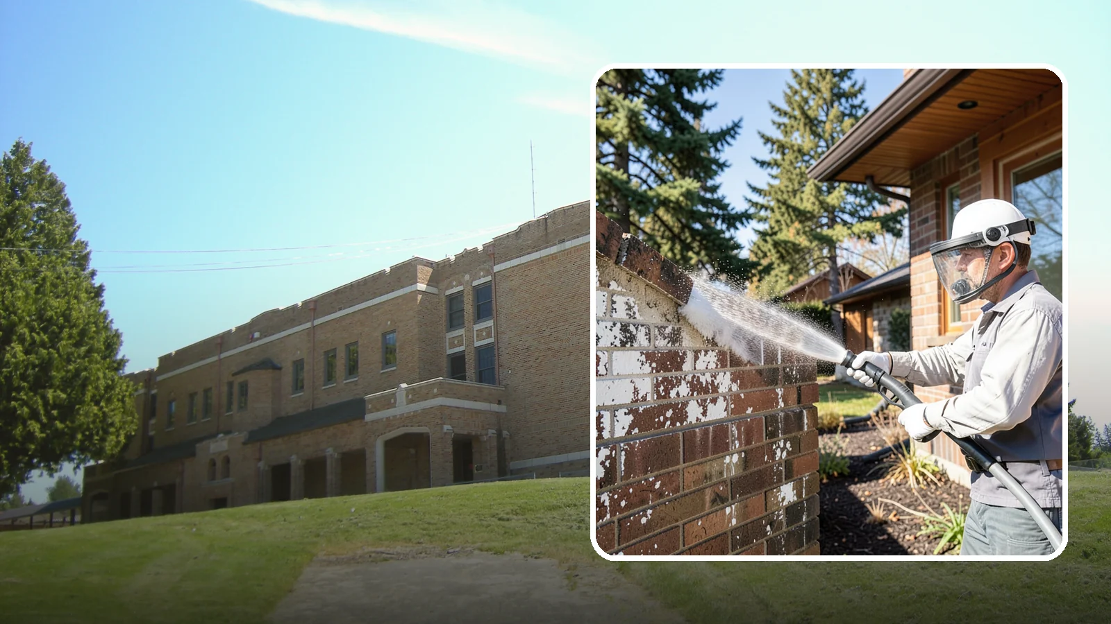 Efflorescence Removal in Maple Valley, King County, WA - Dissolve and remove the white efflorescence crystals that Washington's wet climate pushes to the surface of masonry.