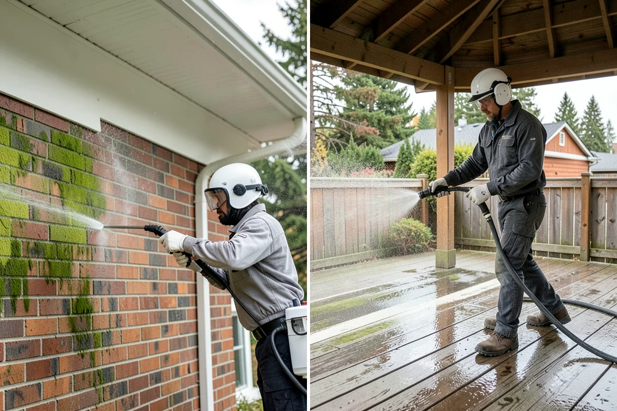 Efflorescence Removal in Maple Valley, King County, WA - Dry-brush loose surface crystals from the masonry