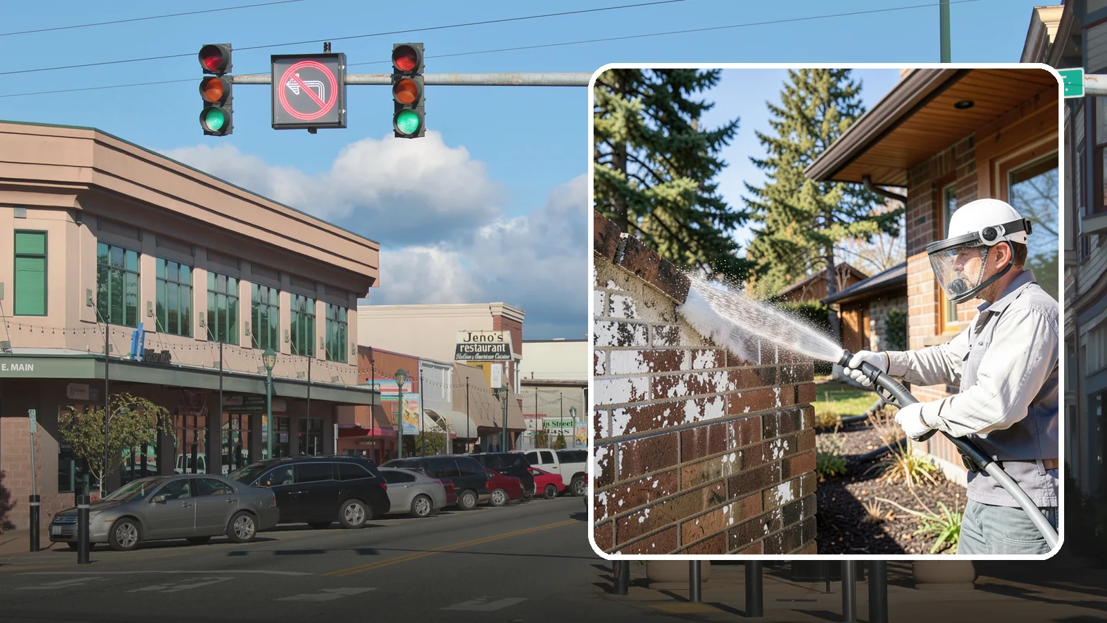 Efflorescence Removal in Monroe, Snohomish County, WA - Dissolve and remove the white efflorescence crystals that Washington's wet climate pushes to the surface of masonry.