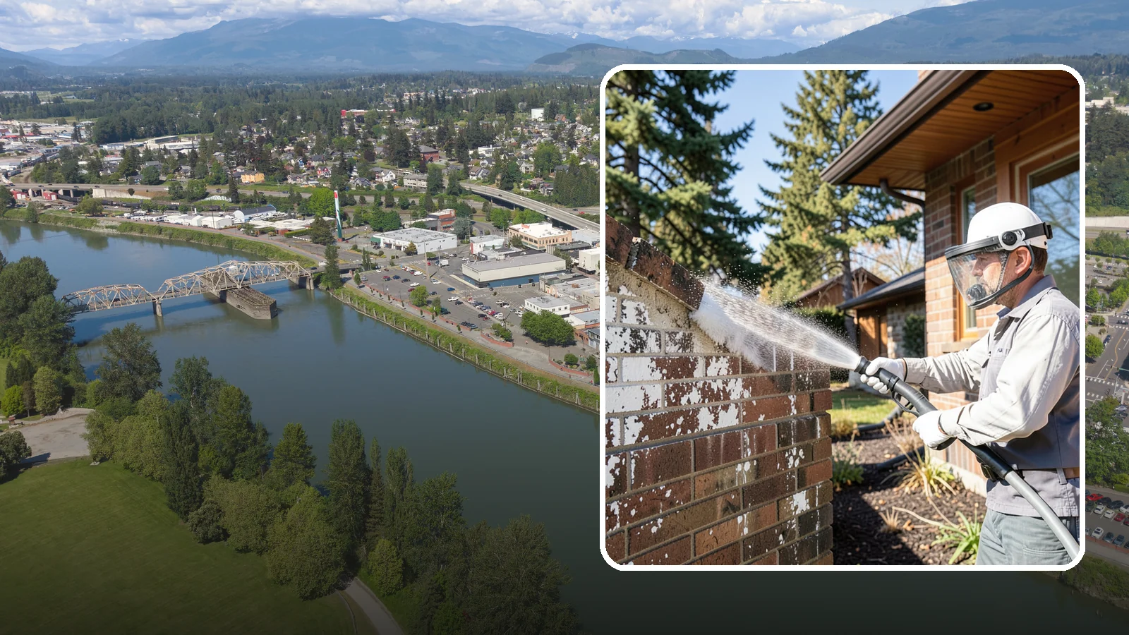 Efflorescence Removal in Mount Vernon, Skagit County, WA - Dissolve and remove the white efflorescence crystals that Washington's wet climate pushes to the surface of masonry.