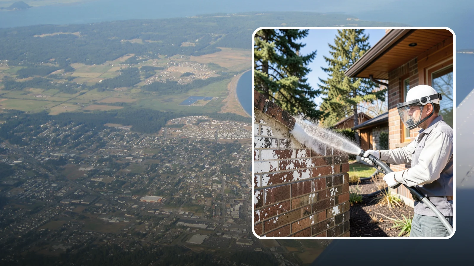 Efflorescence Removal in Oak Harbor, Island County, WA - Dissolve and remove the white efflorescence crystals that Washington's wet climate pushes to the surface of masonry.