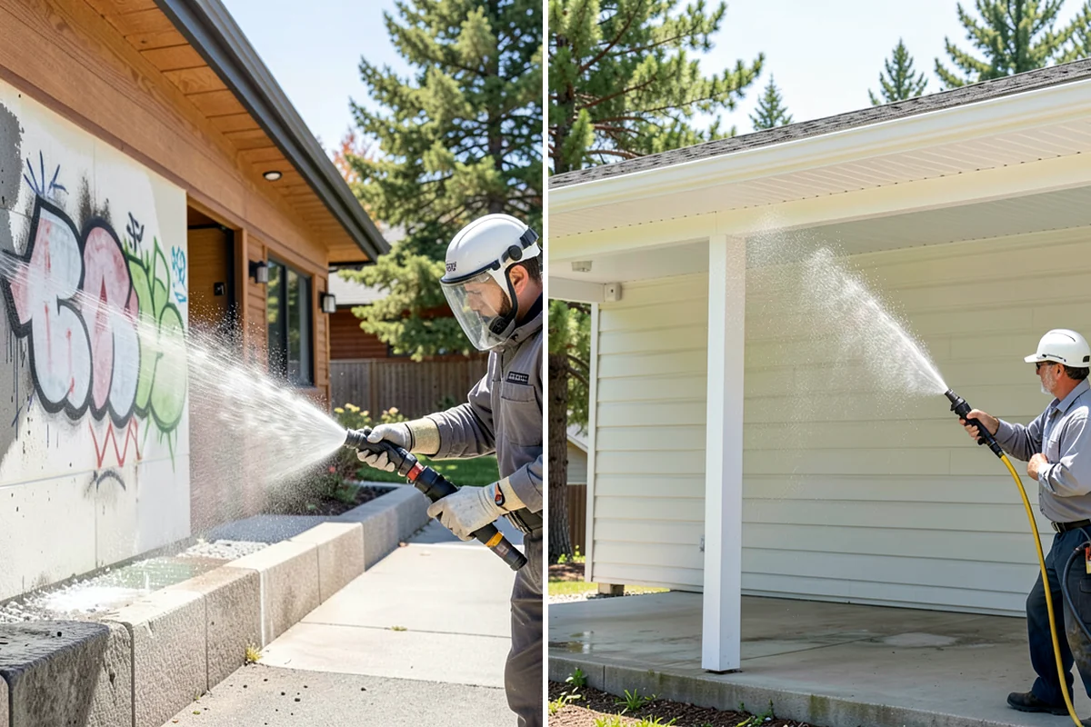 Efflorescence Removal in Pacific, King County, WA - Dry-brush loose surface crystals from the masonry