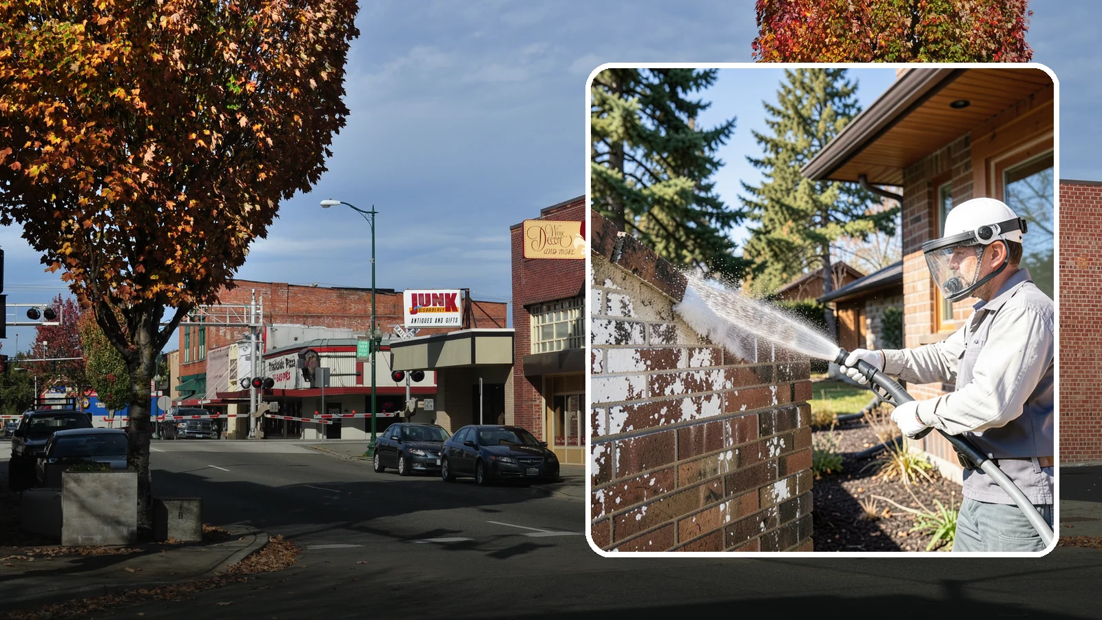 Efflorescence Removal in Puyallup, Pierce County, WA - Dissolve and remove the white efflorescence crystals that Washington's wet climate pushes to the surface of masonry.