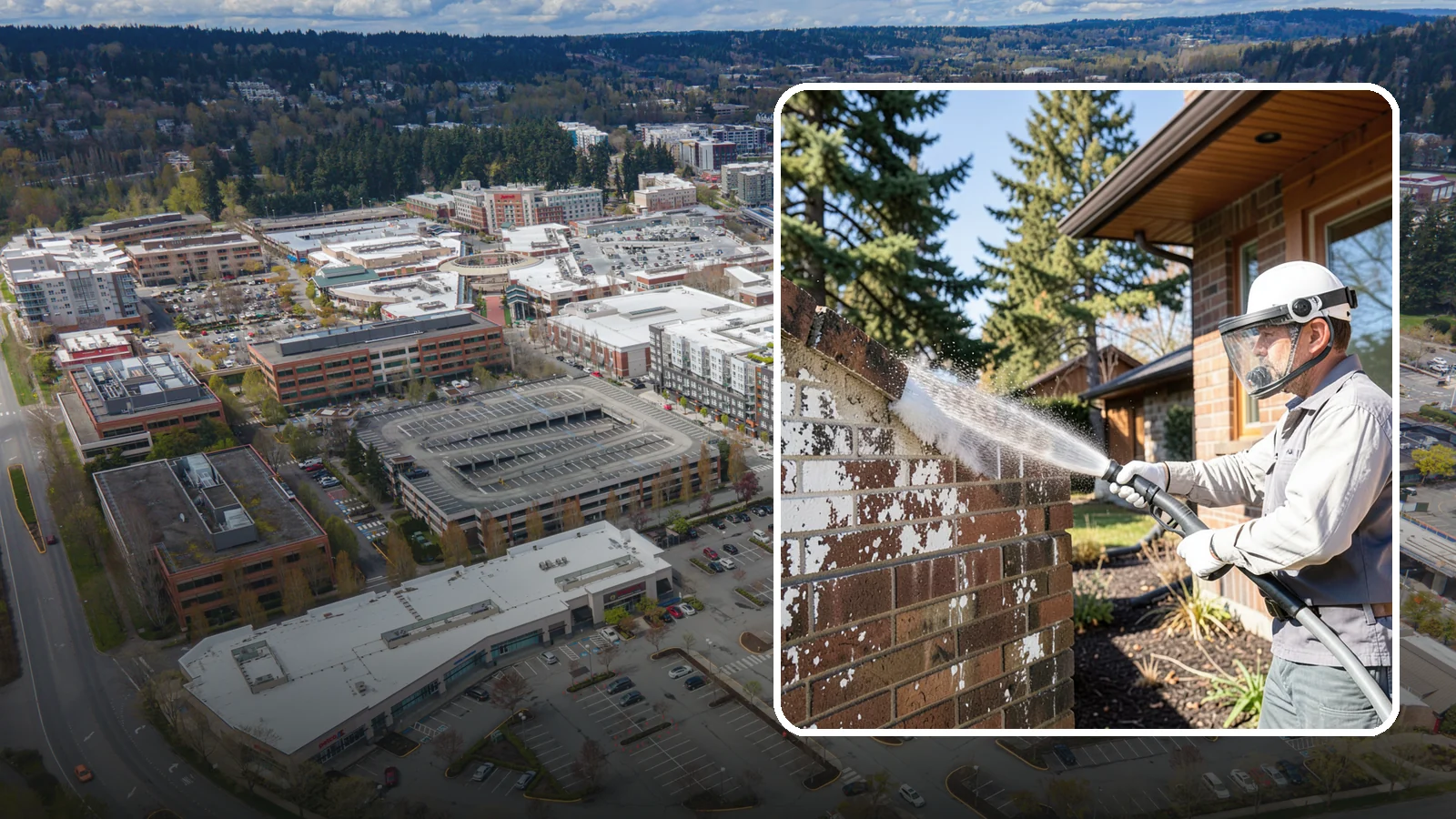 Efflorescence Removal in Redmond, King County, WA - Dissolve and remove the white efflorescence crystals that Washington's wet climate pushes to the surface of masonry.