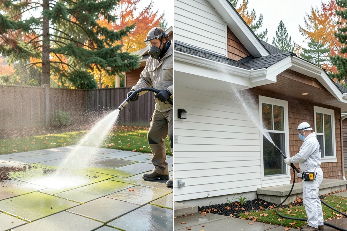 Efflorescence Removal in Shoreline, King County, WA - Dry-brush loose surface crystals from the masonry