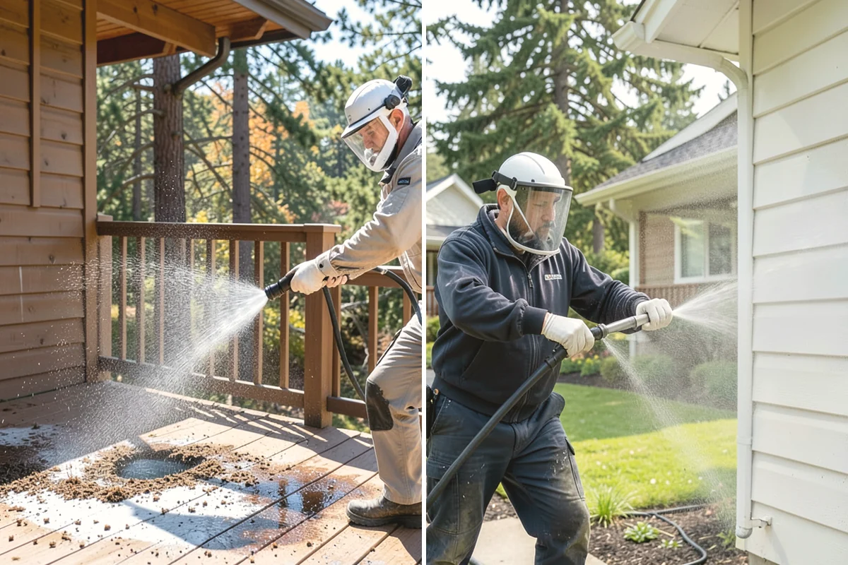 Efflorescence Removal in Steilacoom, Pierce County, WA - Dry-brush loose surface crystals from the masonry
