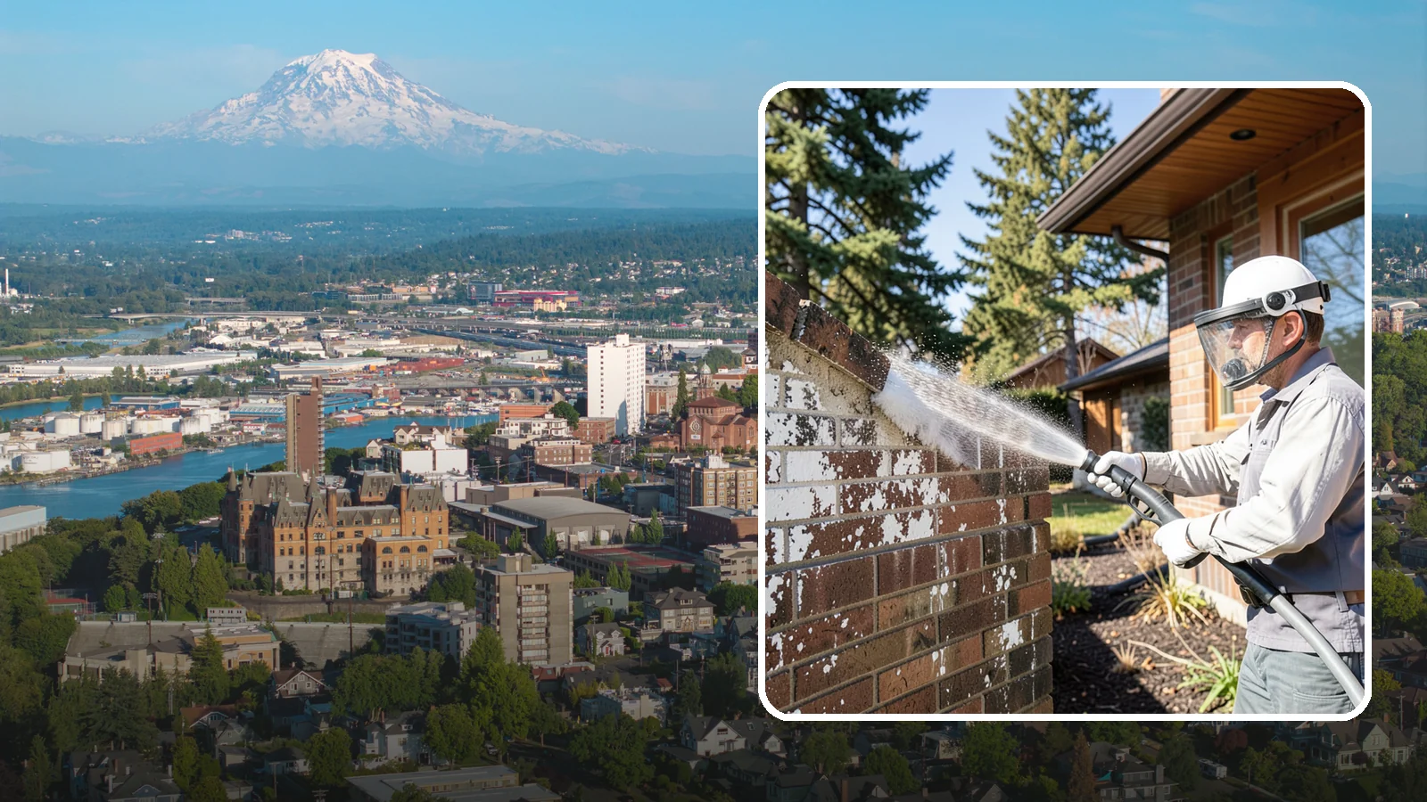 Efflorescence Removal in Tacoma, Pierce County, WA - Dissolve and remove the white efflorescence crystals that Washington's wet climate pushes to the surface of masonry.