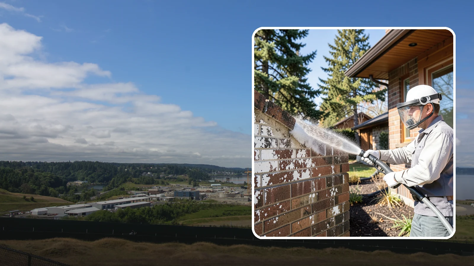 Efflorescence Removal in University Place, Pierce County, WA - Dissolve and remove the white efflorescence crystals that Washington's wet climate pushes to the surface of masonry.