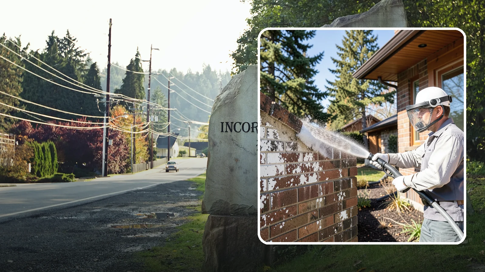 Efflorescence Removal in Wilkeson, Pierce County, WA - Dissolve and remove the white efflorescence crystals that Washington's wet climate pushes to the surface of masonry.