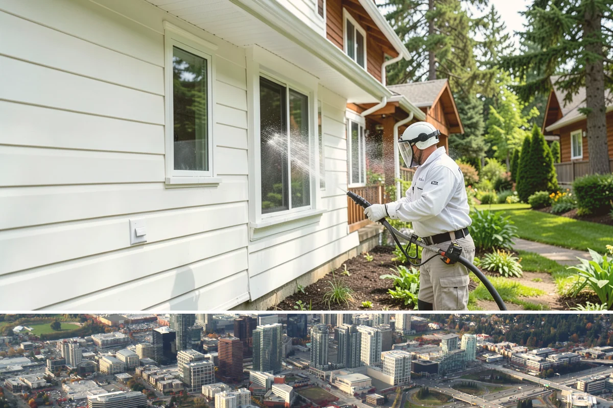 EIFS Cleaning in Bellevue, King County, WA - Schedule in the dry summer stretch so the sensitive system dries fully and stays free of trapped moisture.