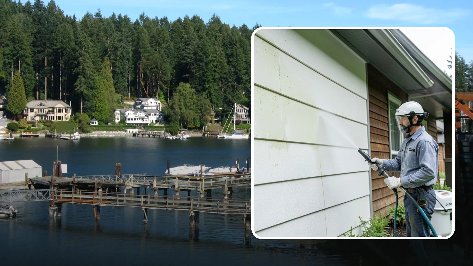 EIFS Cleaning in Gig Harbor, Pierce County, WA - EIFS cleaning safely removes mildew and grime from synthetic stucco systems that demand a very gentle, moisture-conscious...