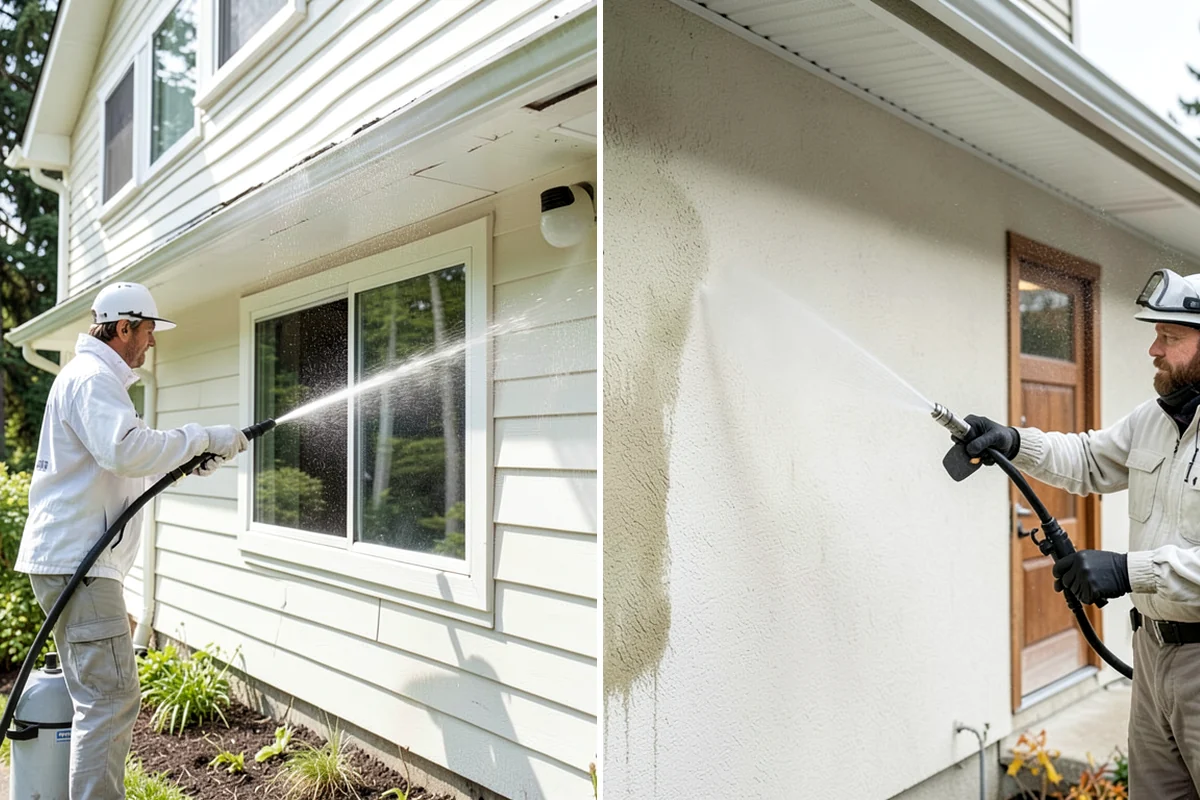 EIFS Cleaning in Lakewood, Pierce County, WA - Identify the EIFS finish and note any damaged areas