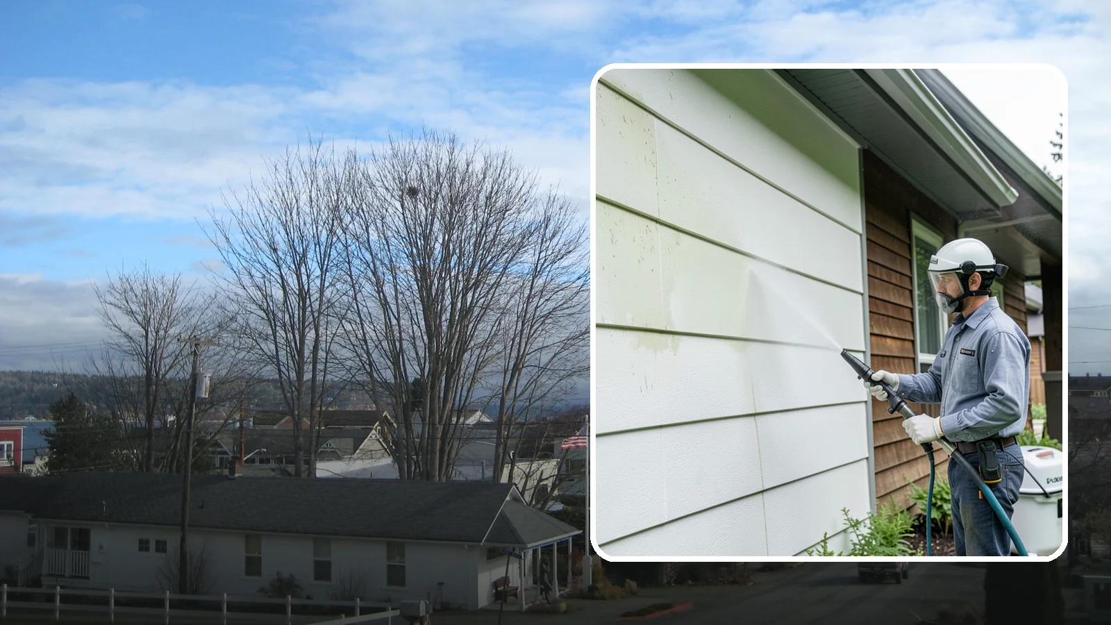 EIFS Cleaning in Langley, Island County, WA - EIFS cleaning safely removes mildew and grime from synthetic stucco systems that demand a very gentle, moisture-conscious...
