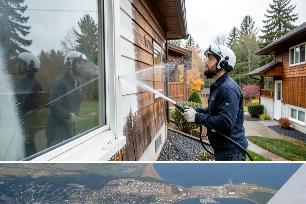 EIFS Cleaning in Oak Harbor, Island County, WA - Schedule in the dry summer stretch so the sensitive system dries fully and stays free of trapped moisture.