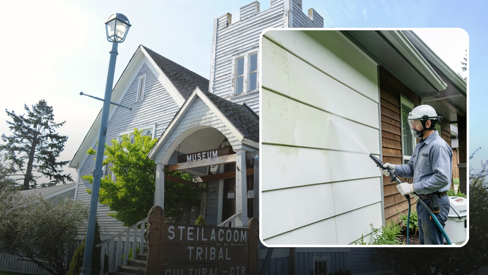 EIFS Cleaning in Steilacoom, Pierce County, WA - EIFS cleaning safely removes mildew and grime from synthetic stucco systems that demand a very gentle, moisture-conscious...